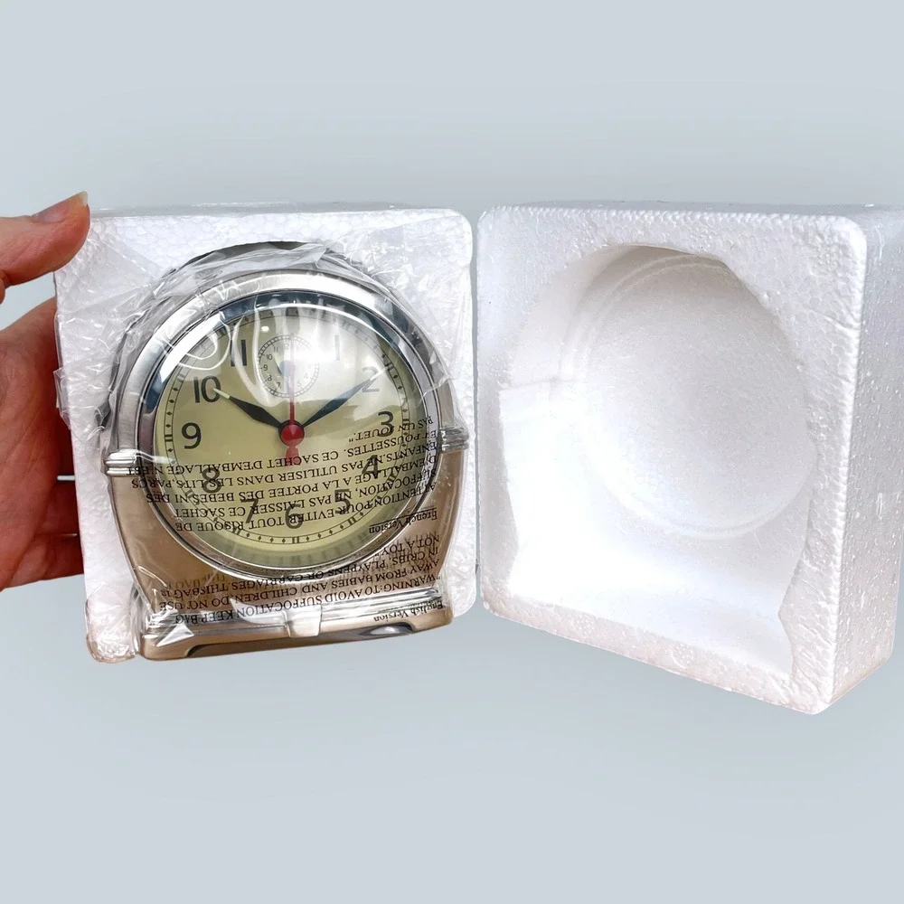 Pottery Barn Art Deco Tucker Alarm Clock Antiqued Pewter Retro